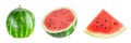 Sets of watermelon on white background. Watermelon berry fruit. Full depth of field Royalty Free Stock Photo