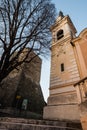 Settefrati at sunset, bell and medieval tower, Ciociaria, Valle di Comino, Frosinone