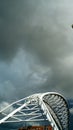 Settimia Spizzichino Bridge on the Rome-Lido railway viaduct. Metal arch bridge built by the company Cimolai S.p.a., Royalty Free Stock Photo