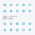 20 Setting Blue Color icon Pack like general globe gear setting cloudsettings