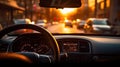 setting blurred car windshield interior Royalty Free Stock Photo