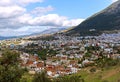 Setting cloud over the beautiful city of Chefchaouen, Morocco, A Royalty Free Stock Photo