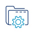 Setting of Data Folder Color Line Icon. Computer Folder with Gear Linear Icon. Options and Configuration of File or Royalty Free Stock Photo