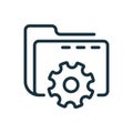 Setting of Data Folder Line Icon. Computer Folder with Gear Linear Icon. Options and Configuration of File or Document Royalty Free Stock Photo
