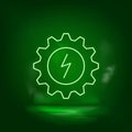 Setting, eco, lighting neon vector icon. Save the world, green neon