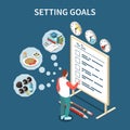 Setting Goals Isometric Composition Royalty Free Stock Photo