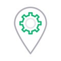 Setting gps thin line color vector icon