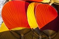 Red and yellow bamboo rigid fans