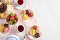 Setting of High Tea from Above with Copy Space Royalty Free Stock Photo