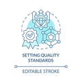 Setting quality standarts blue concept icon