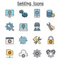 Setting, Setup, Configuration, Maintenance color line icon set vector illustration graphic design