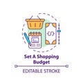 Setting shopping budget concept icon