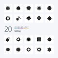 20 Setting Solid Glyph icon Pack. like gear. gear. box. general. idea