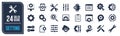 Setting solid icons collection. Containing setup, gear, tool, configuration icons. Vector illustration.