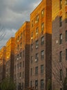 Golden Light on Brick Apartments (Jackson Heights, New York, USA) Royalty Free Stock Photo