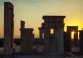 Setting Sun Glowing Through an Arch in Tachara Palace of Takht Jamshid or Persepolis Royalty Free Stock Photo