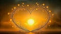 The setting sun inside a fragile heart. Royalty Free Stock Photo