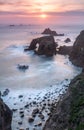 Setting Sun, Lands End, Cornwall Royalty Free Stock Photo