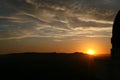 Setting sun next to an observation deck