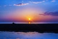 Setting sun over sea horizon Royalty Free Stock Photo