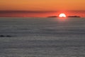 Setting sun over Summer Isles in Scotland. Royalty Free Stock Photo