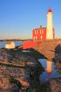 Fort Rodd Hill National Historic Site, Fisgard Lighthouse in Evening Light, Vancouver Island, British Columbia Royalty Free Stock Photo