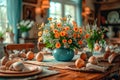 Setting the table for the family at the Easter celebration. Royalty Free Stock Photo