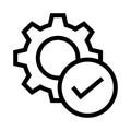 Setting tick vector line icon Royalty Free Stock Photo