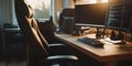 setting up desk for coding and design workspace and cozy atmosphere for working Royalty Free Stock Photo