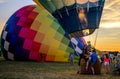 Setting up hot air balloons for a night glow Royalty Free Stock Photo