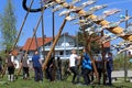 May Pole setting up in Bavaria on May Day