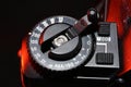 Setting wheel for ISO and aperture on an old camera photographed in the studio Royalty Free Stock Photo