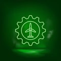 Setting, wind energy, battery neon vector icon. Save the world, green neon Royalty Free Stock Photo