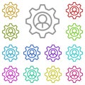 Setting, worker multi color icon. Simple thin line, outline vector of project management icons for ui and ux, website or mobile Royalty Free Stock Photo