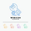 settings, App, installation, maintenance, service 5 Color Line Web Icon Template isolated on white. Vector illustration