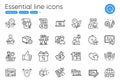 Settings blueprint, Cyber attack and Leaves line icons. For website, printing and application. Vector