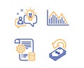 Settings blueprint, Idea and Investment graph icons set. Cashback sign. Vector
