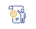 Settings blueprint line icon. Engineering cogwheel tool sign. Vector