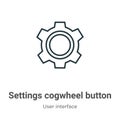 Settings cogwheel button outline vector icon. Thin line black settings cogwheel button icon, flat vector simple element