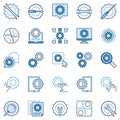 Settings or Configuration blue icons set - vector Gear signs Royalty Free Stock Photo
