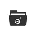 Settings folder with gears icon isolated. Flat design