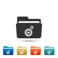 Settings folder with gears icon isolated on white background. Set elements in colored icons. Flat design. Vector Royalty Free Stock Photo