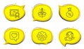 Settings gear, Loan and Startup icons set. Heart sign. Technology process, Money bag, Innovation. Like rating. Vector