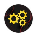 Settings gears icon elegant black round button
