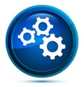 Settings gears icon elegant blue round button illustration Royalty Free Stock Photo