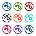 Settings gears icon flat round buttons set illustration design Royalty Free Stock Photo