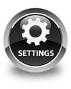 Settings glossy black round button Royalty Free Stock Photo