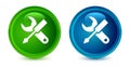 Settings icon artistic shiny glossy blue and green round button set Royalty Free Stock Photo