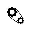 Settings icon. Black gears. Update system. Vector EPS 10. Isolated on white background