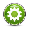 Settings icon elegant green round button vector illustration